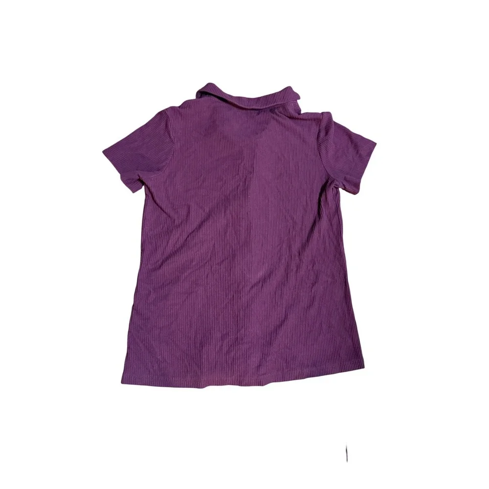 Tommy John Womens Plum‎ Ribbed Pajama Set Short Sleeve Button Top Pants Small
